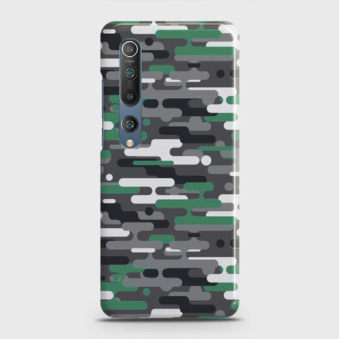 Xiaomi Mi 10 Cover - Camo Series 2 - Green & Grey Design - Matte Finish - Snap On Hard Case with LifeTime Colors Guarantee