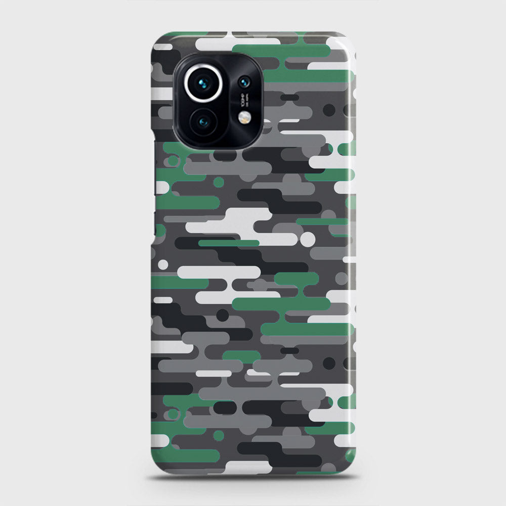 Xiaomi Mi 11 Cover - Camo Series 2 - Green & Grey Design - Matte Finish - Snap On Hard Case with LifeTime Colors Guarantee