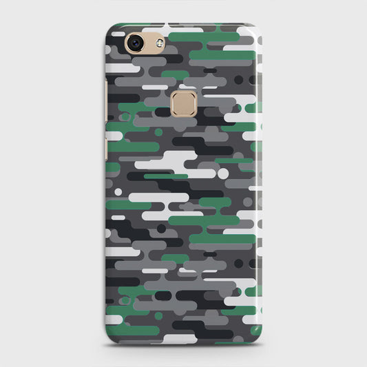 Vivo V7 Cover - Camo Series 2 - Green & Grey Design - Matte Finish - Snap On Hard Case with LifeTime Colors Guarantee