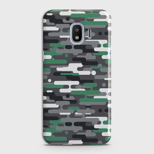 Samsung Galaxy J4 2018 Cover - Camo Series 2 - Green & Grey Design - Matte Finish - Snap On Hard Case with LifeTime Colors Guarantee