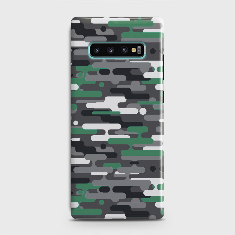 Samsung Galaxy S10 Plus Cover - Camo Series 2 - Green & Grey Design - Matte Finish - Snap On Hard Case with LifeTime Colors Guarantee