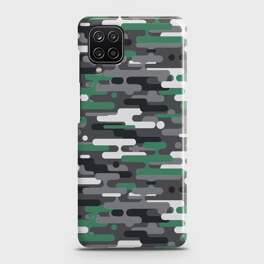 Samsung Galaxy A12 Cover - Camo Series 2 - Green & Grey Design - Matte Finish - Snap On Hard Case with LifeTime Colors Guarantee