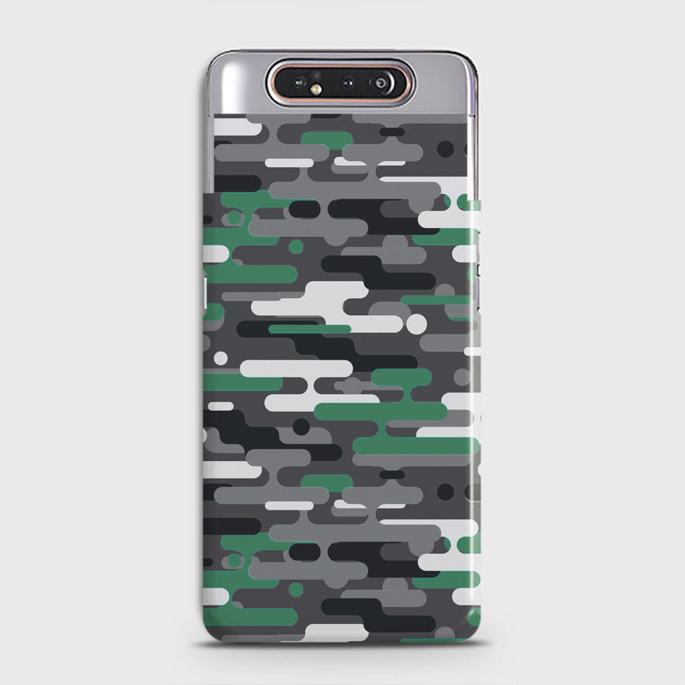 Samsung Galaxy A80 Cover - Camo Series 2 - Green & Grey Design - Matte Finish - Snap On Hard Case with LifeTime Colors Guarantee