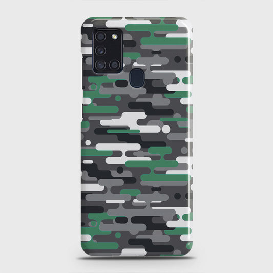 Samsung Galaxy A21s Cover - Camo Series 2 - Green & Grey Design - Matte Finish - Snap On Hard Case with LifeTime Colors Guarantee