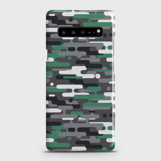 Samsung Galaxy S10 5G Cover - Camo Series 2 - Green & Grey Design - Matte Finish - Snap On Hard Case with LifeTime Colors Guarantee