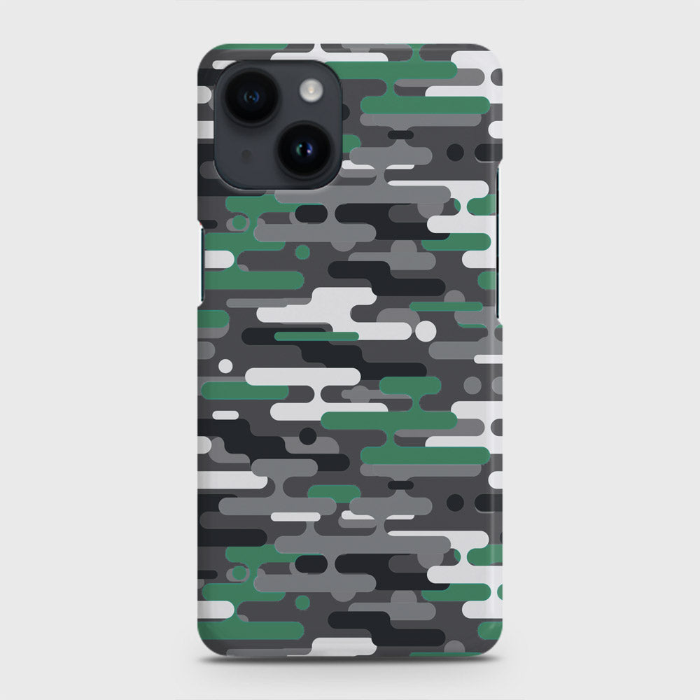 iPhone 14 Cover - Camo Series 2 - Green & Grey Design - Matte Finish - Snap On Hard Case with LifeTime Colors Guarantee