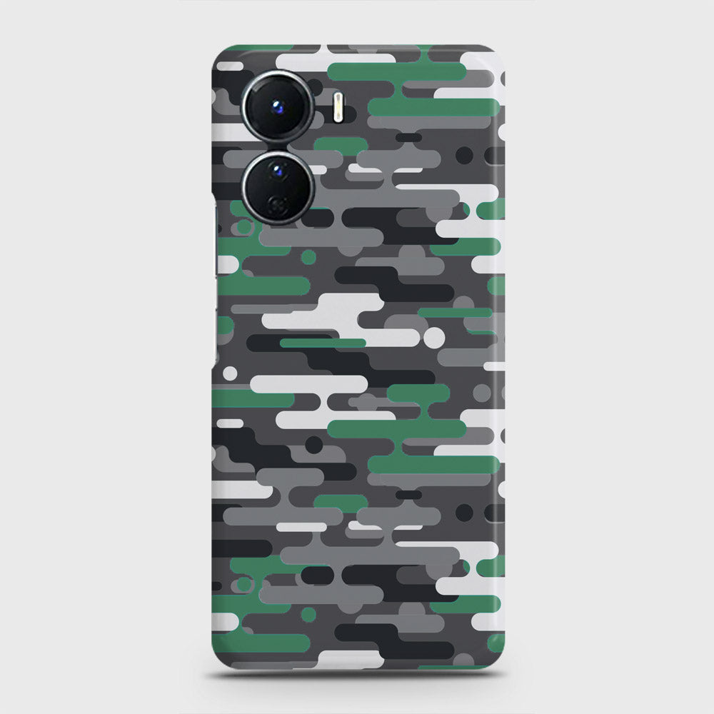 Vivo Y16 Cover - Camo Series 2 - Green & Grey Design - Matte Finish - Snap On Hard Case with LifeTime Colors Guarantee