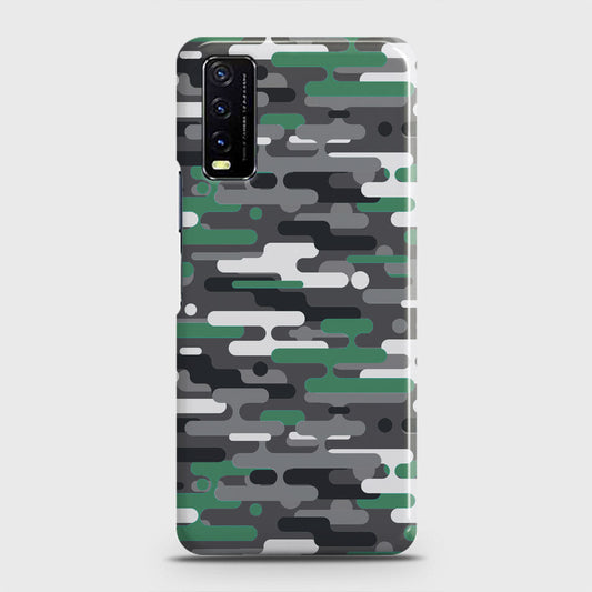 Vivo Y12s  Cover - Camo Series 2 - Green & Grey Design - Matte Finish - Snap On Hard Case with LifeTime Colors Guarantee