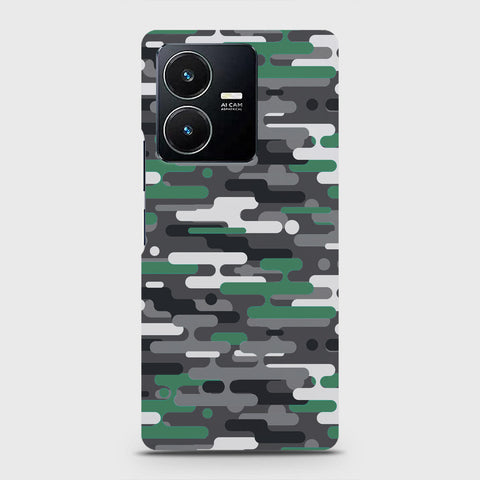 Vivo Y22 Cover - Camo Series 2 - Green & Grey Design - Matte Finish - Snap On Hard Case with LifeTime Colors Guarantee