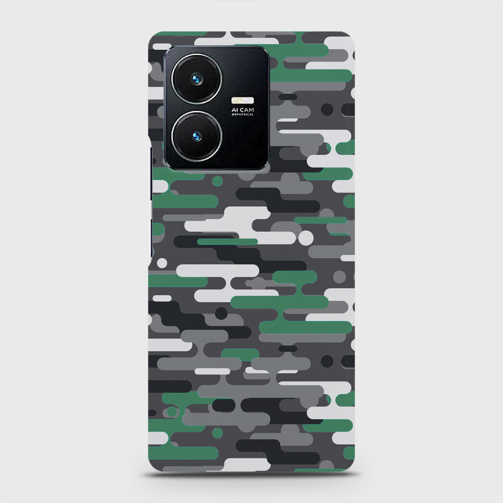 Vivo Y22s Cover - Camo Series 2 - Green & Grey Design - Matte Finish - Snap On Hard Case with LifeTime Colors Guarantee