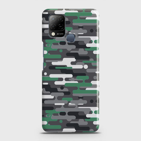 Infinix Hot 10s Cover - Camo Series 2 - Green & Grey Design - Matte Finish - Snap On Hard Case with LifeTime Colors Guarantee