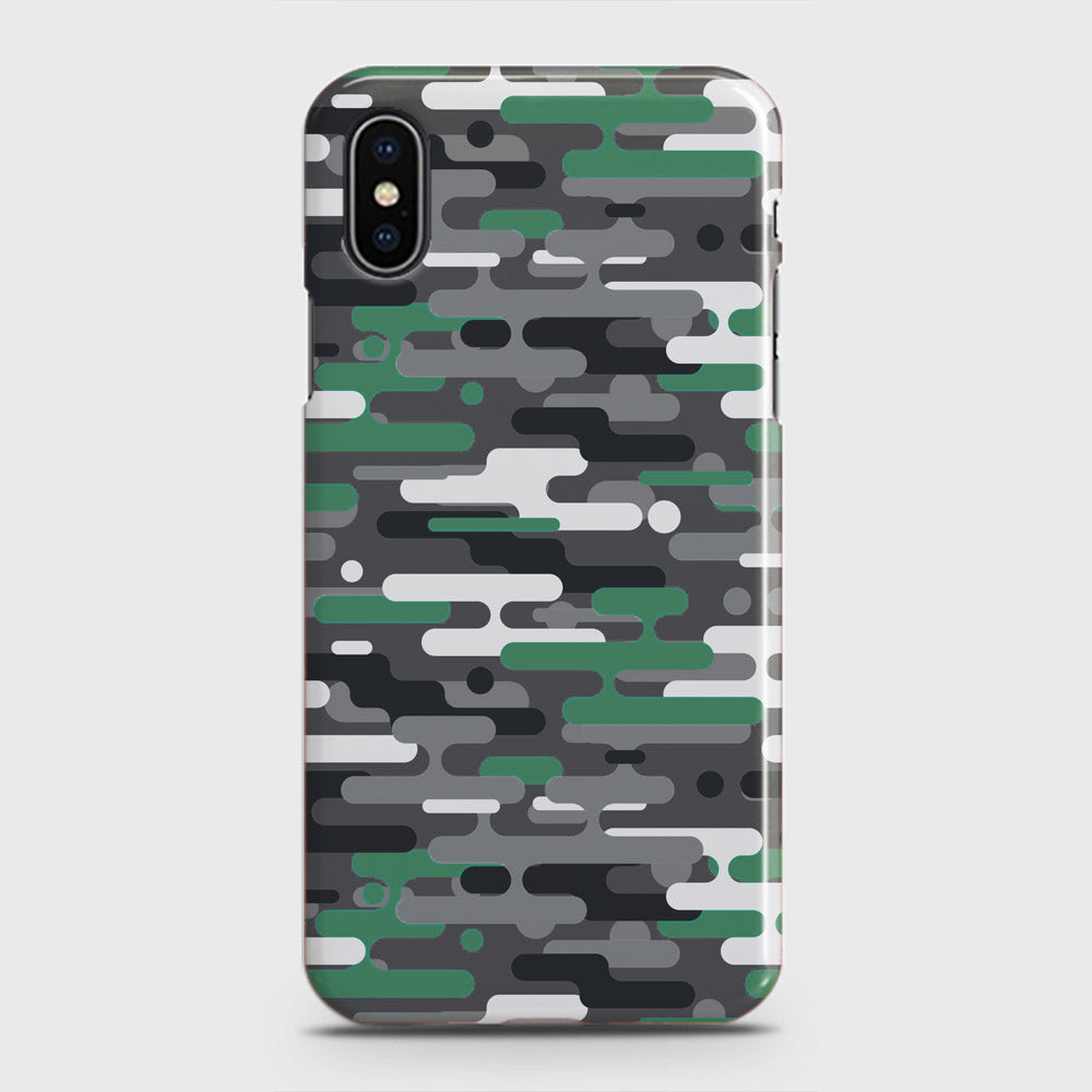 iPhone XS Max Cover - Camo Series 2 - Green & Grey Design - Matte Finish - Snap On Hard Case with LifeTime Colors Guarantee