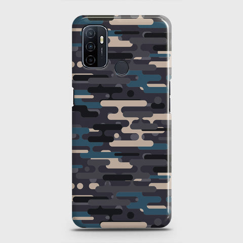 Oppo A53 Cover - Camo Series 2 - Blue & Grey Design - Matte Finish - Snap On Hard Case with LifeTime Colors Guarantee