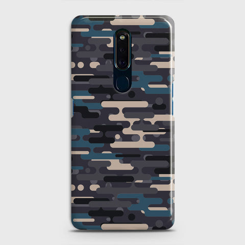 Oppo F11 Cover - Camo Series 2 - Blue & Grey Design - Matte Finish - Snap On Hard Case with LifeTime Colors Guarantee