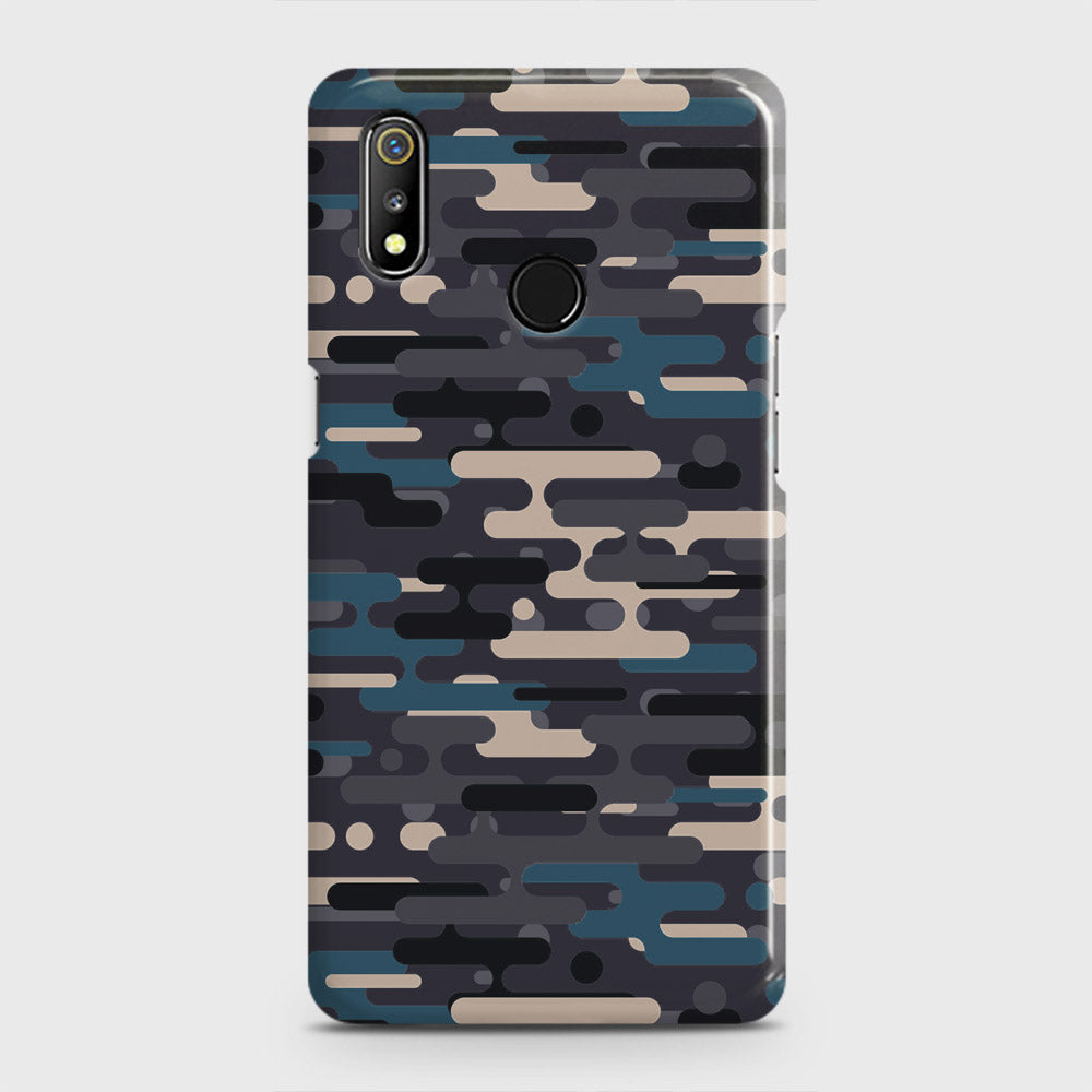 Realme 3 Cover - Camo Series 2 - Green & Grey Design - Matte Finish - Snap On Hard Case with LifeTime Colors Guarantee