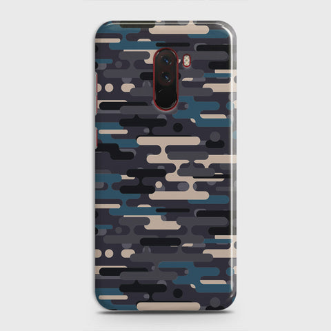 Xiaomi Pocophone F1  Cover - Camo Series 2 - Blue & Grey Design - Matte Finish - Snap On Hard Case with LifeTime Colors Guarantee