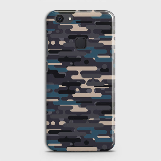 Vivo V7 Plus Cover - Camo Series 2 - Blue & Grey Design - Matte Finish - Snap On Hard Case with LifeTime Colors Guarantee