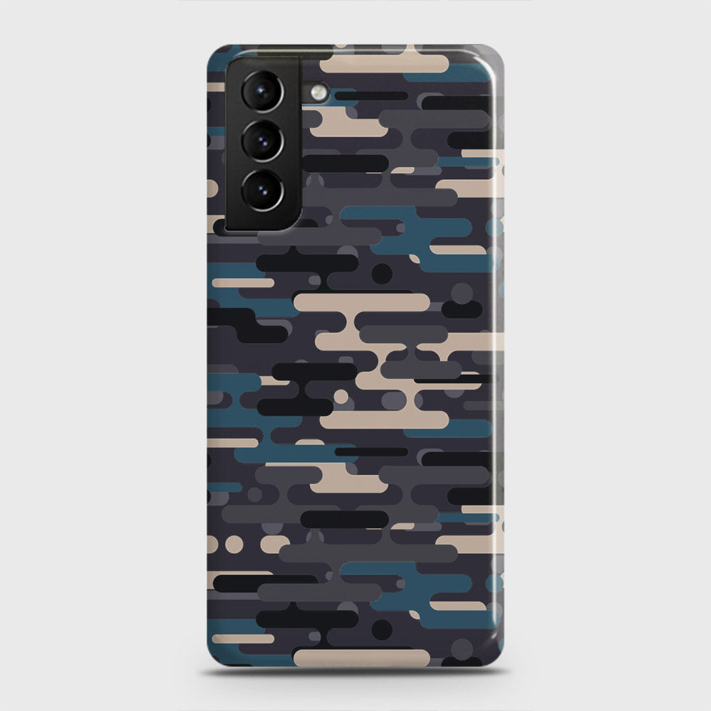 Samsung Galaxy S21 5G Cover - Camo Series 2 - Blue & Grey Design - Matte Finish - Snap On Hard Case with LifeTime Colors Guarantee