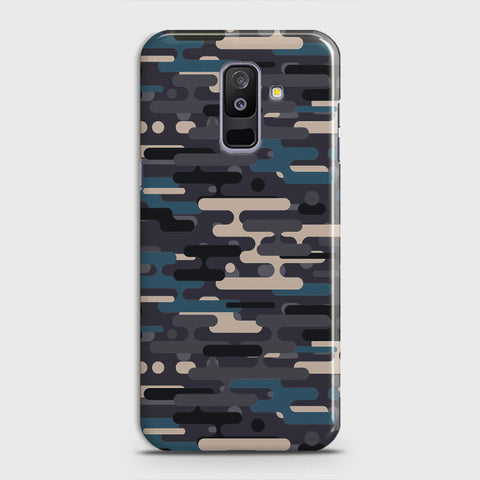Samsung Galaxy A6 Plus 2018 Cover - Camo Series 2 - Blue & Grey Design - Matte Finish - Snap On Hard Case with LifeTime Colors Guarantee