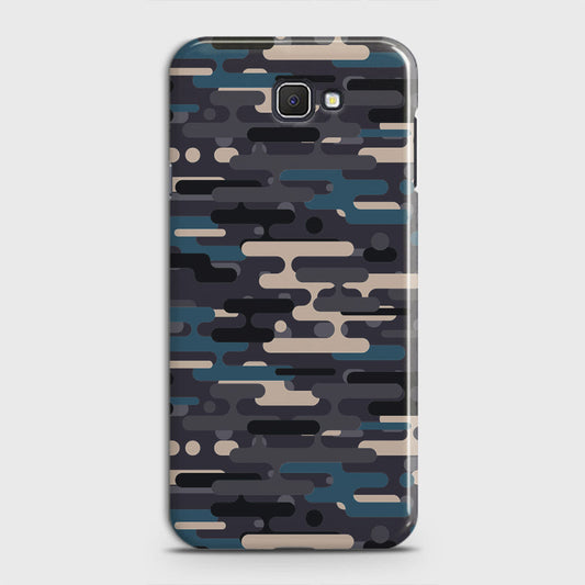 Samsung Galaxy J7 Prime Cover - Camo Series 2 - Blue & Grey Design - Matte Finish - Snap On Hard Case with LifeTime Colors Guarantee
