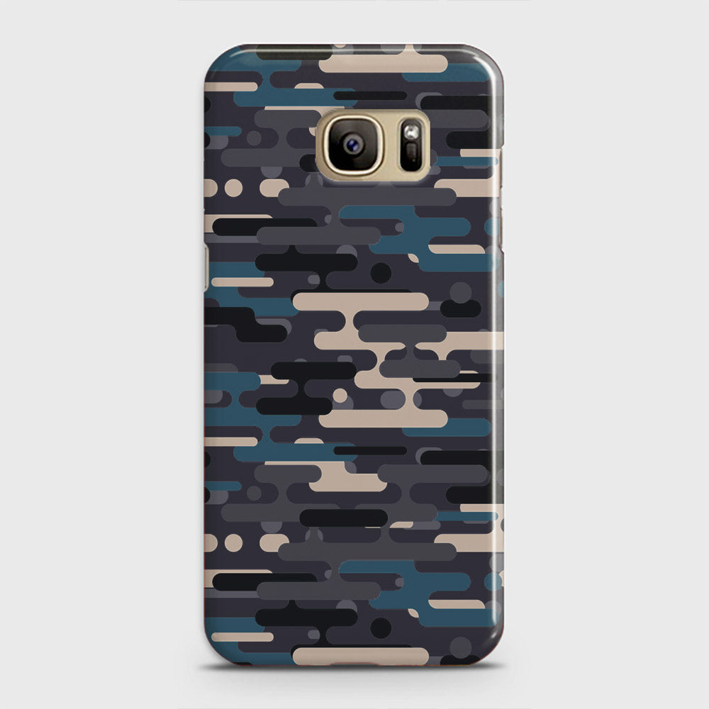 Samsung Galaxy S7 Cover - Camo Series 2 - Blue & Grey Design - Matte Finish - Snap On Hard Case with LifeTime Colors Guarantee