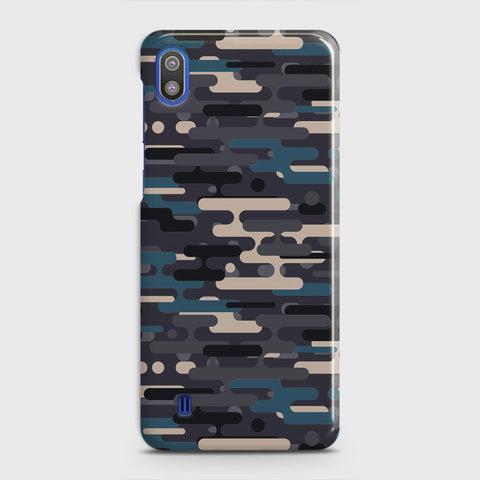 Samsung Galaxy A10 Cover - Camo Series 2 - Blue & Grey Design - Matte Finish - Snap On Hard Case with LifeTime Colors Guarantee