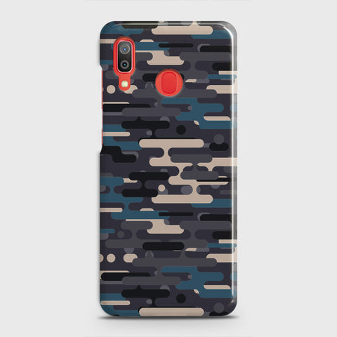 Samsung Galaxy A30 Cover - Camo Series 2 - Blue & Grey Design - Matte Finish - Snap On Hard Case with LifeTime Colors Guarantee