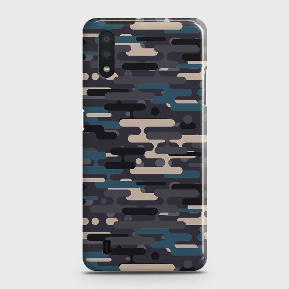 Samsung Galaxy A01 Cover - Camo Series 2 - Blue & Grey Design - Matte Finish - Snap On Hard Case with LifeTime Colors Guarantee