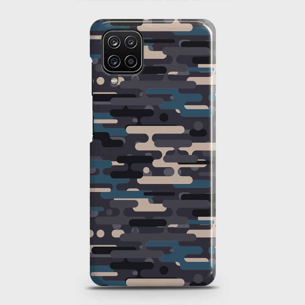 Samsung Galaxy A12 Cover - Camo Series 2 - Blue & Grey Design - Matte Finish - Snap On Hard Case with LifeTime Colors Guarantee