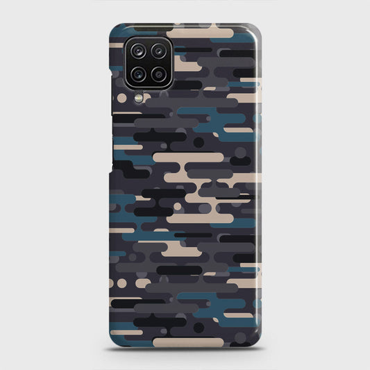 Samsung Galaxy A12 Cover - Camo Series 2 - Blue & Grey Design - Matte Finish - Snap On Hard Case with LifeTime Colors Guarantee