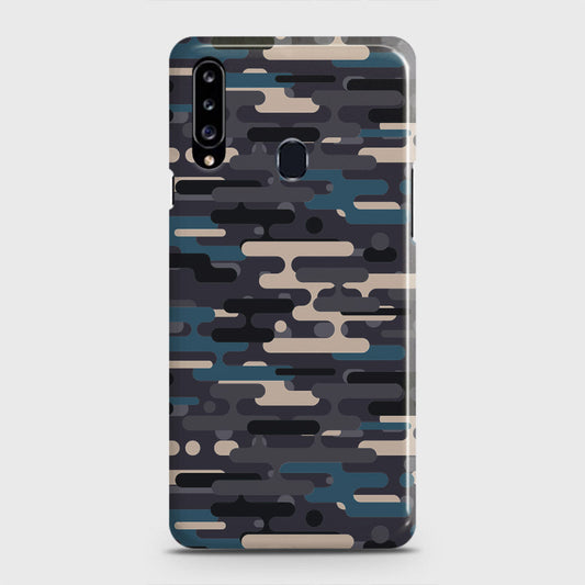 Samsung Galaxy A20s Cover - Camo Series 2 - Blue & Grey Design - Matte Finish - Snap On Hard Case with LifeTime Colors Guarantee