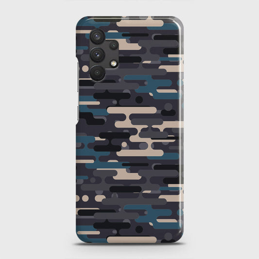 Samsung Galaxy A32 Cover - Camo Series 2 - Blue & Grey Design - Matte Finish - Snap On Hard Case with LifeTime Colors Guarantee (Fast Delivery) (H)