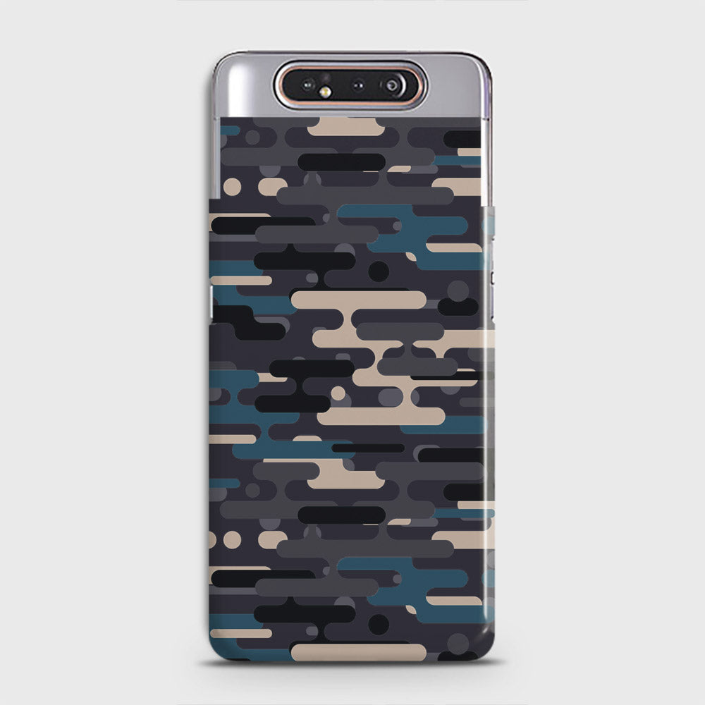 Samsung Galaxy A80 Cover - Camo Series 2 - Blue & Grey Design - Matte Finish - Snap On Hard Case with LifeTime Colors Guarantee
