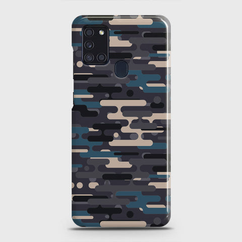 Samsung Galaxy A21s Cover - Camo Series 2 - Blue & Grey Design - Matte Finish - Snap On Hard Case with LifeTime Colors Guarantee