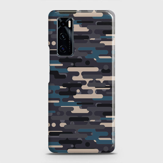 Vivo V20 SE Cover - Camo Series 2 - Blue & Grey Design - Matte Finish - Snap On Hard Case with LifeTime Colors Guarantee