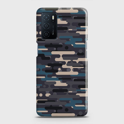 Oppo A16 Cover - Camo Series 2 - Blue & Grey Design - Matte Finish - Snap On Hard Case with LifeTime Colors Guarantee