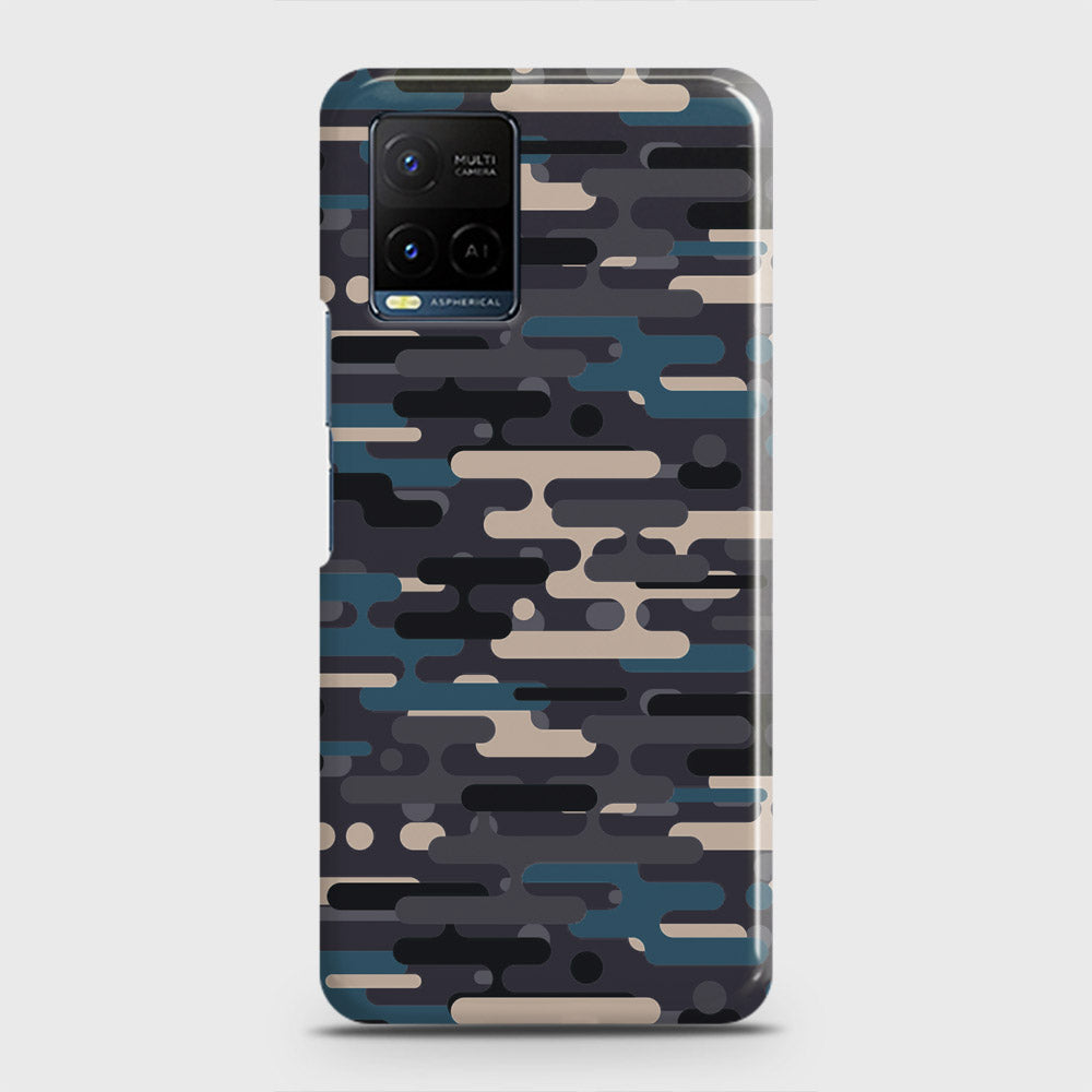 Vivo Y33t Cover - Camo Series 2 - Blue & Grey Design - Matte Finish - Snap On Hard Case with LifeTime Colors Guarantee