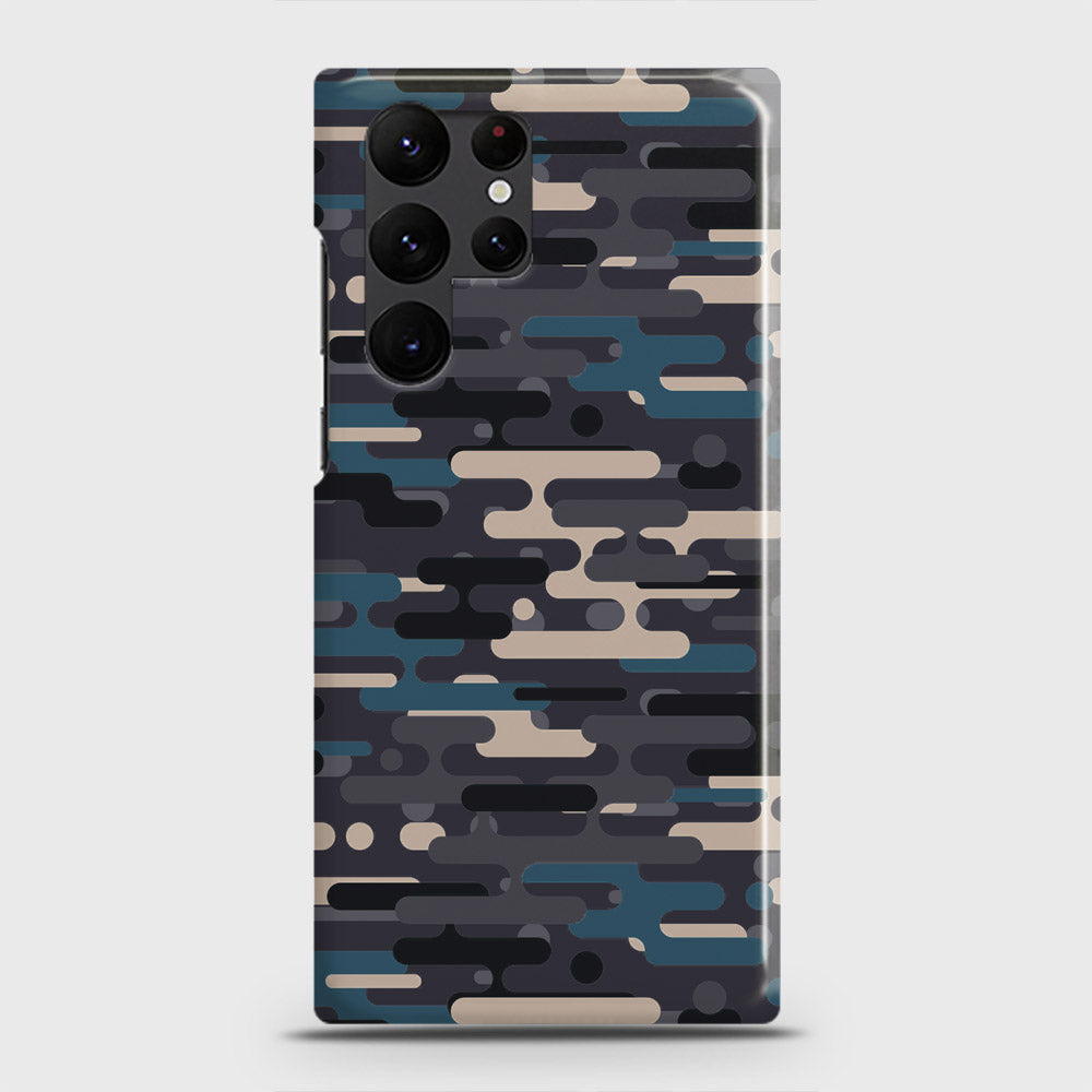 Samsung Galaxy S22 Ultra 5G Cover - Camo Series 2 - Blue & Grey Design - Matte Finish - Snap On Hard Case with LifeTime Colors Guarantee