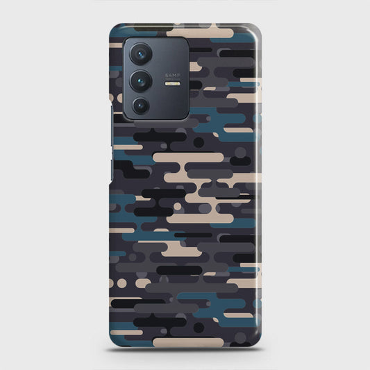 Vivo V23 5G Cover - Camo Series 2 - Blue & Grey Design - Matte Finish - Snap On Hard Case with LifeTime Colors Guarantee