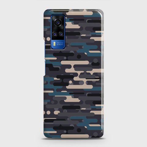 Vivo Y33  Cover - Camo Series 2 - Blue & Grey Design - Matte Finish - Snap On Hard Case with LifeTime Colors Guarantee