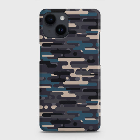 iPhone 14 Cover - Camo Series 2 - Blue & Grey Design - Matte Finish - Snap On Hard Case with LifeTime Colors Guarantee