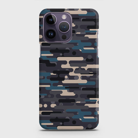 iPhone 14 Pro Cover - Camo Series 2 - Blue & Grey Design - Matte Finish - Snap On Hard Case with LifeTime Colors Guarantee