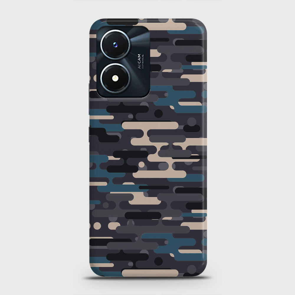 Vivo Y02s Cover - Camo Series 2 - Blue & Grey Design - Matte Finish - Snap On Hard Case with LifeTime Colors Guarantee