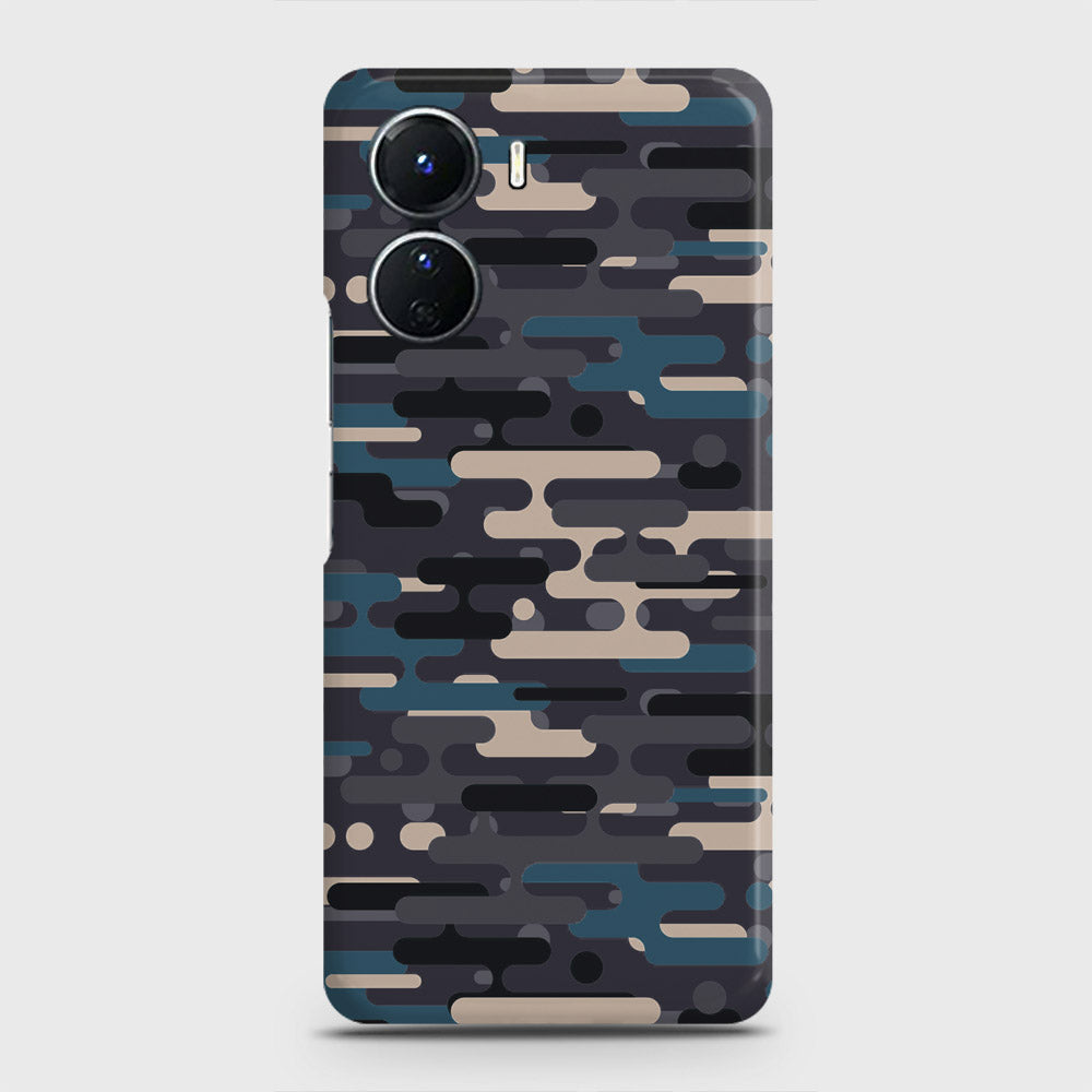 Vivo Y16 Cover - Camo Series 2 - Blue & Grey Design - Matte Finish - Snap On Hard Case with LifeTime Colors Guarantee