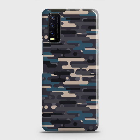 Vivo Y20i  Cover - Camo Series 2 - Blue & Grey Design - Matte Finish - Snap On Hard Case with LifeTime Colors Guarantee