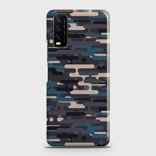 Vivo Y12s  Cover - Camo Series 2 - Blue & Grey Design - Matte Finish - Snap On Hard Case with LifeTime Colors Guarantee