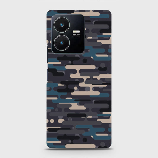 Vivo Y22 Cover - Camo Series 2 - Blue & Grey Design - Matte Finish - Snap On Hard Case with LifeTime Colors Guarantee