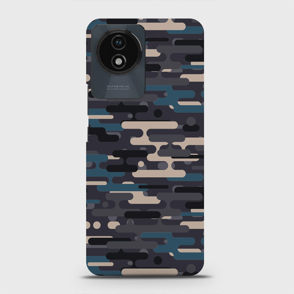 Vivo Y02 Cover - Camo Series 2 - Blue & Grey Design - Matte Finish - Snap On Hard Case with LifeTime Colors Guarantee