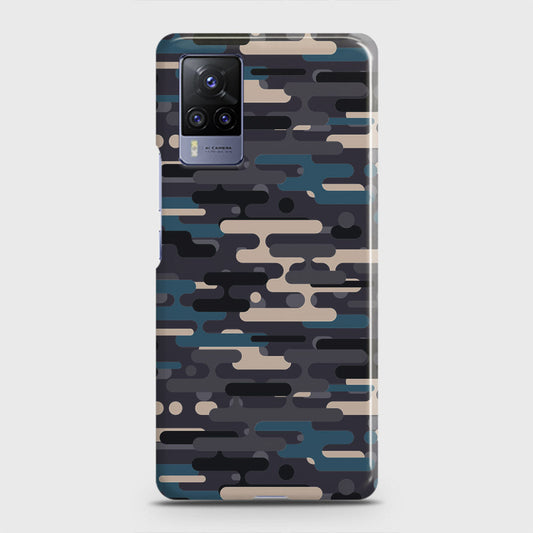 Vivo V21  Cover - Camo Series 2 - Blue & Grey Design - Matte Finish - Snap On Hard Case with LifeTime Colors Guarantee