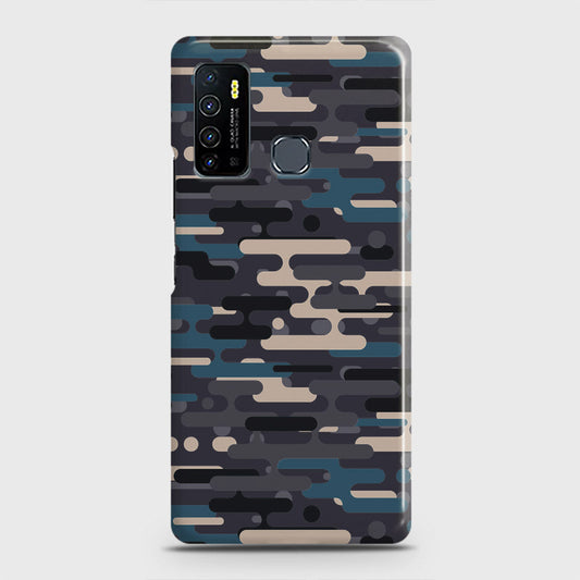 Infinix Hot 9 Pro Cover - Camo Series 2 - Blue & Grey Design - Matte Finish - Snap On Hard Case with LifeTime Colors Guarantee